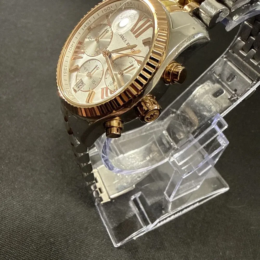 MICHAEL KORS WOMENS LEXINGTON TRI-TONE CHRONOGRAPH MK-5735 NEW BATTERY!!!